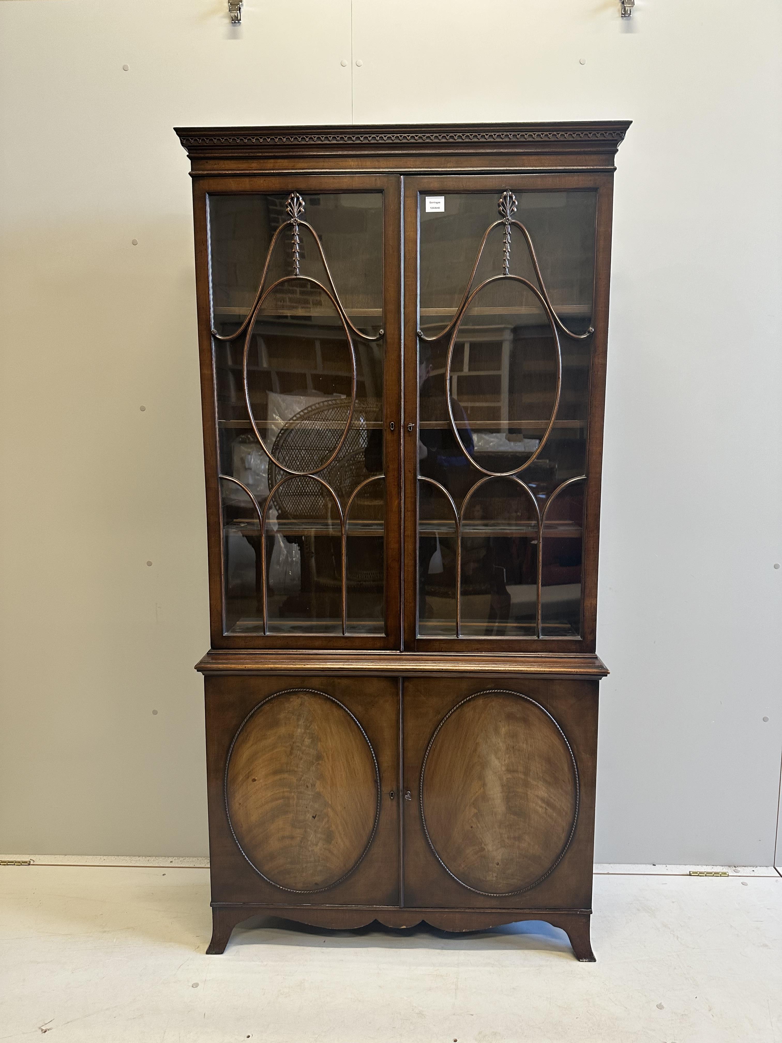 A George III style mahogany display cabinet, width 96cm, depth 30cm, height 190cm